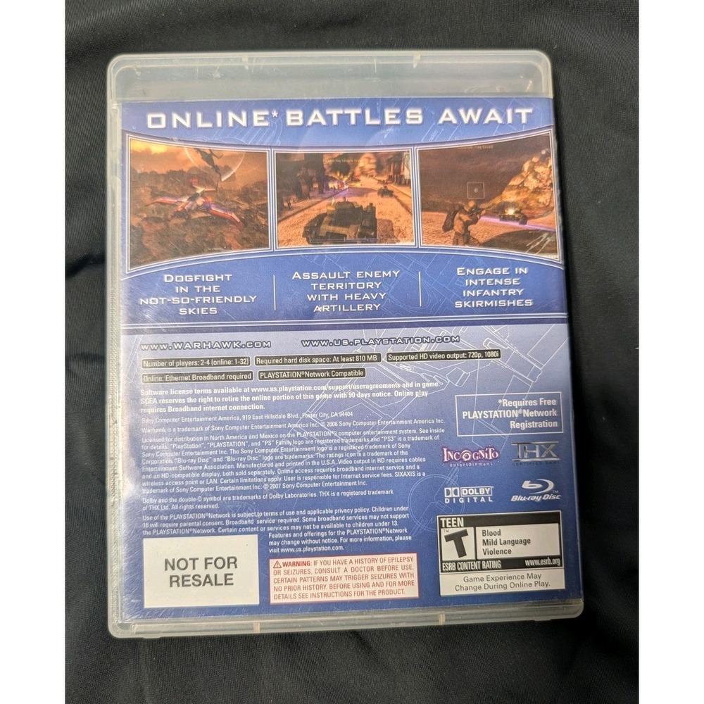 Warhawk Sony PlayStation 3 PS3 2007 CIB Complete Physical Manual Flight Shooter - Picture 2 of 4